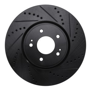 Mitsubishi Lancer Brake Rotor (1) - Front Right - R1 Concepts - Drilled & Slotted - Black - `03-`06